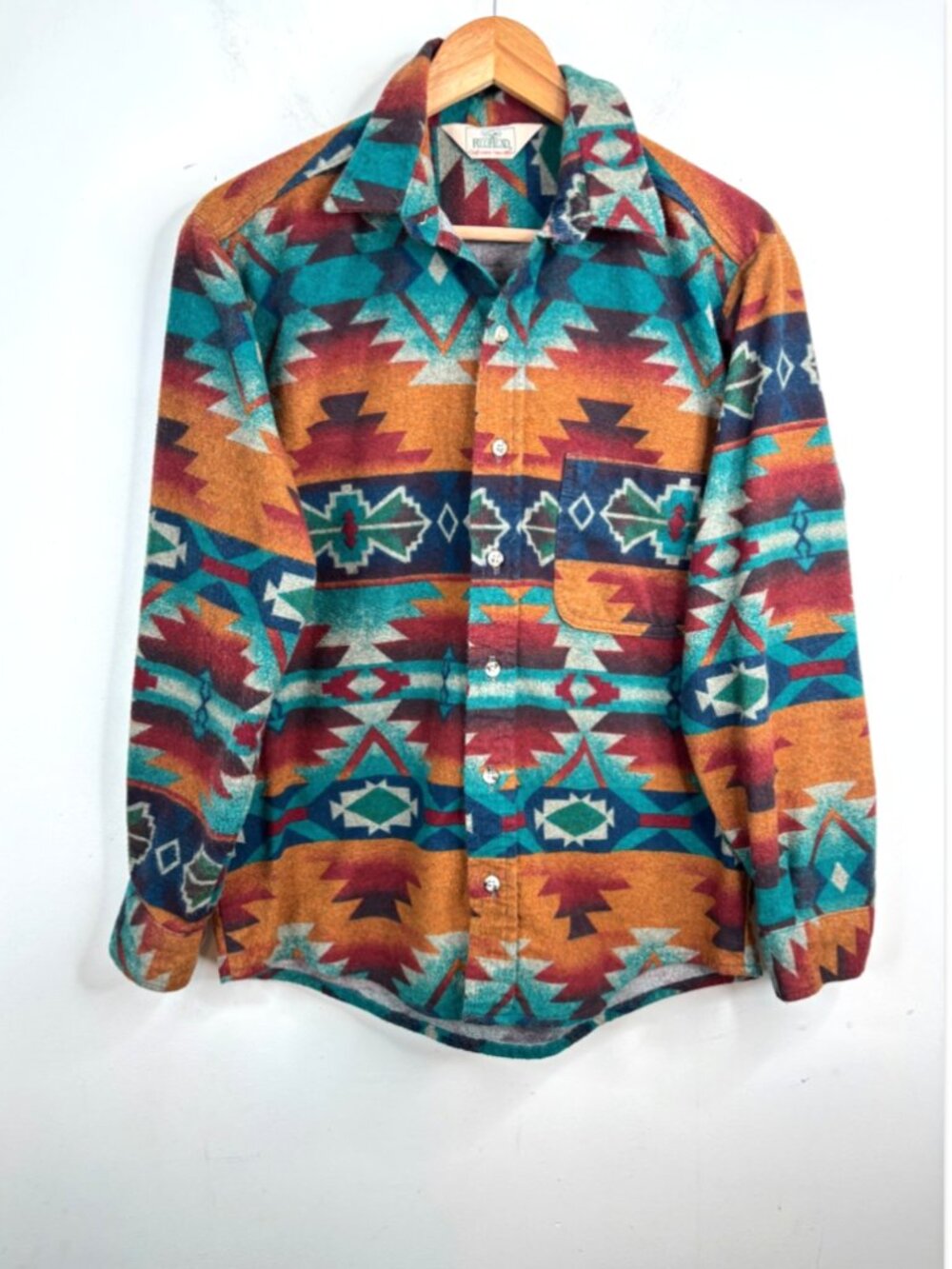 VTG 90s RedHead Southwestern Aztec Flannel Shirt M Made In USA Western Chamois